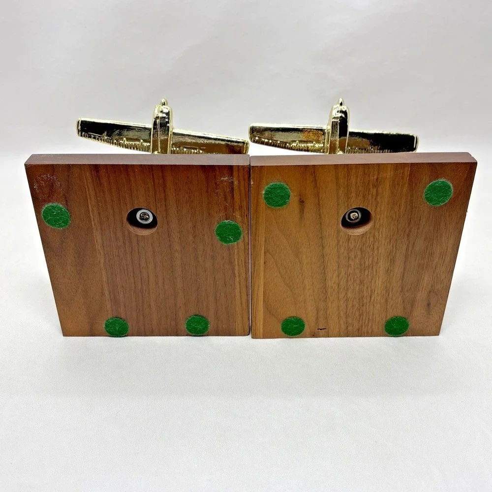 Vintage Art Deco Style Brass Airplane Wooden Bookends Book Ends Wood Plane